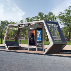 Abri d'arr&ecirc;t de bus en m&eacute;tal-HCT-0135