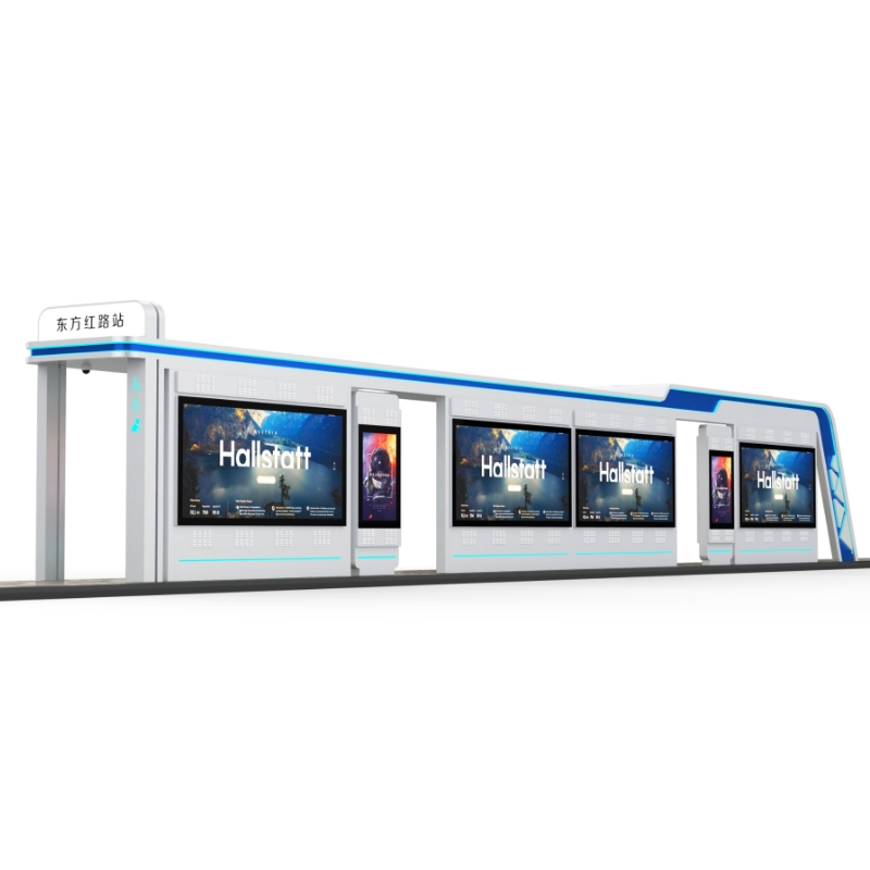 Utomhus Smart Metal Bus Stop Shelter-ZEMSO-HCT-0039