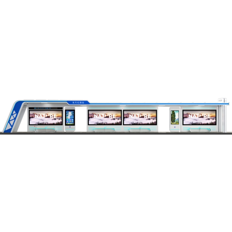 Utomhus Smart Metal Bus Stop Shelter-ZEMSO-HCT-0039