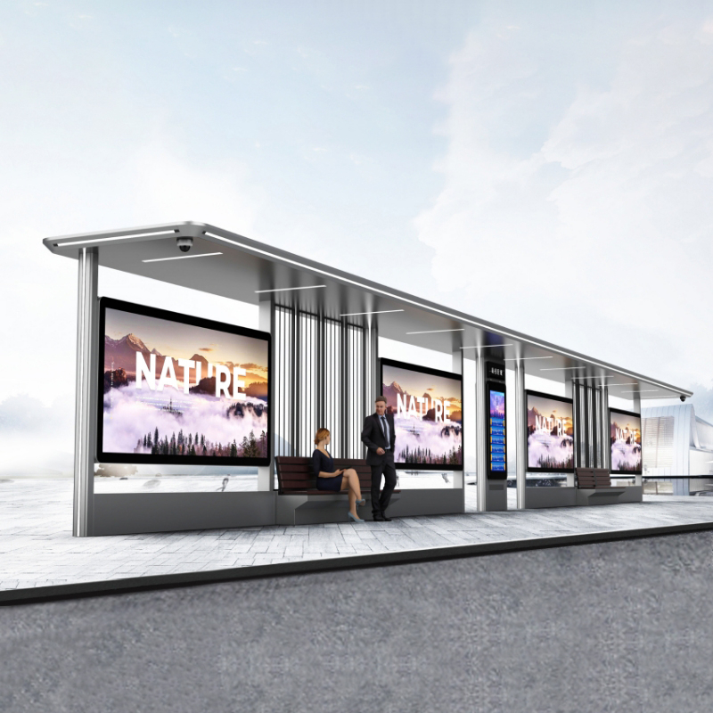 Utomhus Smart Metal Bus Stop med s&auml;ten -ZEMSO-HCT-0056